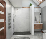 Swanstone 30 x 62 x 84 Modern Subway Tile Glue up Shower Wall Kit in Carrara - MSMK843062.221