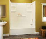 Swanstone VP6030CTSR.010 60 x 30 Solid Surface Alcove Right Hand Drain Four Piece Tub Shower in White