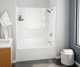 Swanstone VP6030CTSMINAR.010 60 x 30 Solid Surface Alcove Right Hand Drain Four Piece Tub Shower in White
