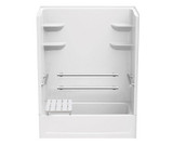 Swanstone 60 x 30 Solid Surface Alcove Left Hand Drain Four Piece Tub with Shower Walls in White - VPF6030CTS2L.010