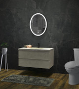 Vanity Art  VA31E-B Large Frameless Oval Led Wall Mounted Bathroom Vanity Mirror In Black