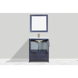 Vanity Art VA3024B 24 Inch Single Sink Bathroom Vanity Set With Ceramic Vanity Top With Soft Closing Doors And Drawers - Blue