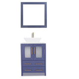 Vanity Art  VA3124B 24 Inch Single Sink Bathroom Vanity Set With Engineered Marble Vanity Top With Soft Closing Doors And Drawers - Blue