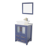 Vanity Art  VA3124B 24 Inch Single Sink Bathroom Vanity Set With Engineered Marble Vanity Top With Soft Closing Doors And Drawers - Blue