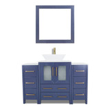 Vanity Art  VA3124-48B 48 Inch Single Sink Bathroom Vanity Set With Engineered Marble Vanity Top With Soft Closing Doors And Drawers - Blue