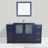 Vanity Art VA3036-60B 60 Inch Single Sink Bathroom Vanity Set With Ceramic Vanity Top With Soft Closing Doors And Drawers - Blue