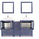 Vanity Art VA3124-60B 60 Inch Double Sink Bathroom Vanity Set With Engineered Marble Vanity Top With Soft Closing Doors And Drawers - Blue