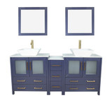 Vanity Art 72 Inch Double Sink Bathroom Vanity Set With Engineered Marble Vanity Top With Soft Closing Doors And Drawers - Blue - VA3130-72B