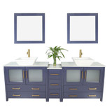 Vanity Art 84 Inch Double Sink Bathroom Vanity Set With Engineered Marble Vanity Top With Soft Closing Doors And Drawers - Blue - VA3136-84B