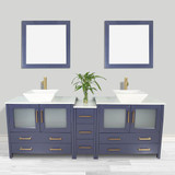 Vanity Art  VA3136-84B 84 Inch Double Sink Bathroom Vanity Set With Engineered Marble Vanity Top With Soft Closing Doors And Drawers - Blue