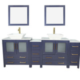 Vanity Art 84 Inch Double Sink Bathroom Vanity Set With Engineered Marble Vanity Top With Soft Closing Doors And Drawers - Blue - VA3130-84B