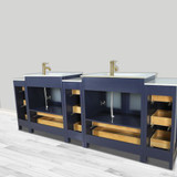 Vanity Art  VA3024-84B 84 Inch Double Sink Bathroom Vanity Set With Ceramic Vanity Top With Soft Closing Doors And Drawers - Blue