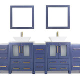 Vanity Art 84 Inch Double Sink Bathroom Vanity Set With Engineered Marble Vanity Top With Soft Closing Doors And Drawers - Blue - VA3124-84B