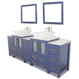 Vanity Art VA3124-84B 84 Inch Double Sink Bathroom Vanity Set With Engineered Marble Vanity Top With Soft Closing Doors And Drawers - Blue
