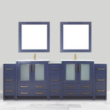 Vanity Art 96 Inch Double Sink Bathroom Vanity Set With Ceramic Vanity Top With Soft Closing Doors And Drawers - Blue - VA3030-96B