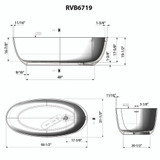 Ruvati 66-inch Matte White epiStone Solid Surface Oval Freestanding Bath Tub Canali - RVB6719WH