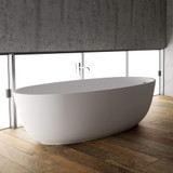 Ruvati 66-inch Matte White epiStone Solid Surface Oval Freestanding Bath Tub Canali - RVB6719WH