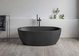 Ruvati 59-inch Matte Black epiStone Solid Surface Oval Freestanding Bath Tub Canali - RVB6744BK