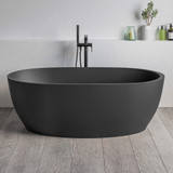 Ruvati 59-inch Matte Black epiStone Solid Surface Oval Freestanding Bath Tub Canali - RVB6744BK