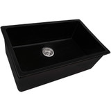 Ruvati 27-inch Fireclay Undermount / Drop-in Topmount Kitchen Sink Single Bowl - Black - RVL2707BK