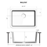 Ruvati  27-inch Fireclay Undermount / Drop-in Topmount Kitchen Sink Single Bowl - White - RVL2707WH