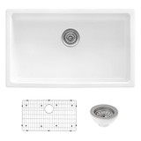 Ruvati 27-inch Fireclay Undermount / Drop-in Topmount Kitchen Sink Single Bowl - White - RVL2707WH