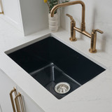 Ruvati 24-inch Fireclay Undermount / Drop-in Topmount Kitchen Sink Single Bowl - Glossy Black - RVL2420BK