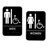 Alpine  ALPSGN-B-3 9 in. x 6 in. Black Men and Women Handicapped Restroom Sign