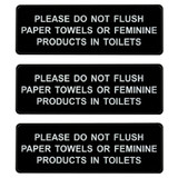 Alpine  ALPSGN-B-4-15pk 9 in. x 3 in. Please Do Not Flush Paper Towels or Feminine Products in Toilets Sign 15 Pack