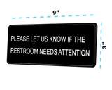 Alpine  ALPSGN-31-15pk 9 in. x 3 in. Please Let Us Know If The Restroom Needs Attention Sign 15 Pack
