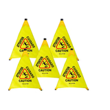 Alpine  ALP498-20-5pk 20 in. Yellow Multi-Lingual Pop-Up Wet Floor Sign 5-Pack