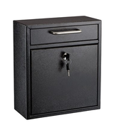 Alpine  ADI631-04-BLK Large Wall Mountable Mailbox with Key Lock