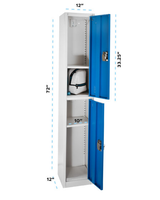 Alpine  ADI629-202-BLU 72 in. H x 12 in. W Double-Compartment Steel Storage Locker