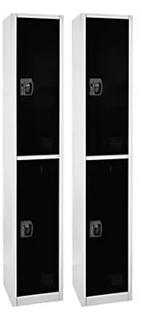 Alpine  ADI629-202-BLK-2 72 in. x 12 in. x 12 in. Double-Compartment Steel Tier Key Lock Storage Locker in Black (2-Pack)