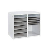 Alpine  ADI500-12-WHI 12-Compartment Wood Adjustable Paper Sorter Literature File Organizer, White