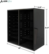 Alpine ADI500-16-BLK 16-Compartment Wood Adjustable Paper Sorter Literature File Organizer, Black