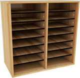 Alpine  ADI500-16-MEO 16-Compartment Wood Adjustable Paper Sorter Literature File Organizer, Medium Oak