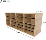 Alpine  ADI500-24-MEO 24-Compartment Wood Adjustable Paper Sorter Literature File Organizer, Medium Oak