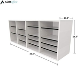 Alpine ADI500-24-WHI 24-Compartment Wood Adjustable Paper Sorter Literature File Organizer, White