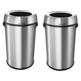 Alpine  ALP470-65L-2PK 17 Gal. Stainless Steel Heavy-Gauge Brushed Open Top Commercial Trash Can 2 pack