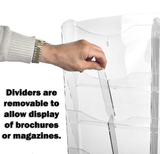 Alpine  ADI640-5120-CLR 51 in. x 20 in. Clear Acrylic Wall Mounted Hanging Brochure Magazine Rack with Adjustable Pockets