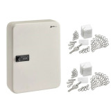Alpine 30-Key Steel Heavy-Duty Key Cabinet with Combination Lock, White with 100 Key Tags - ADI682-30-WHI-689-PKG