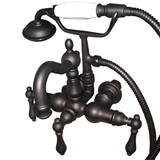 Kingston Brass 3-3/8" Wall Mount Clawfoot Tub Filler Faucet with Hand Shower - Oil Rubbed Bronze CC1007T5