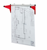 Alpine Drop/Lift Wall Rack for Blueprints, Red - ADI616-RED