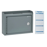 Alpine Medium Size Grey Steel Multi-Purpose Suggestion Drop Box with Suggestion Cards - ADI631-02-GRY-PKG