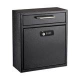 Alpine  ADI631-05-BLK-KC-PKG Black Medium Drop Box Wall Mounted Locking Mail Box with Key and Combination lock with Suggestion Cards