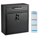 Alpine Medium Ultimate Black Wall Mounted Mail Box with Suggestion Cards - ADI631-05-BLK-PKG
