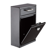 Alpine  ADI631-04-BLK-KC-PKG Black Large Drop Box Wall Mounted Locking Mail Box with Key and Combination lock with Suggestion Cards