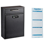 Alpine  ADI631-04-BLK-KC-PKG Black Large Drop Box Wall Mounted Locking Mail Box with Key and Combination lock with Suggestion Cards