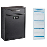Alpine Black Large Drop Box Wall Mounted Locking Mail Box with Key and Combination lock with Suggestion Cards - ADI631-04-BLK-KC-PKG